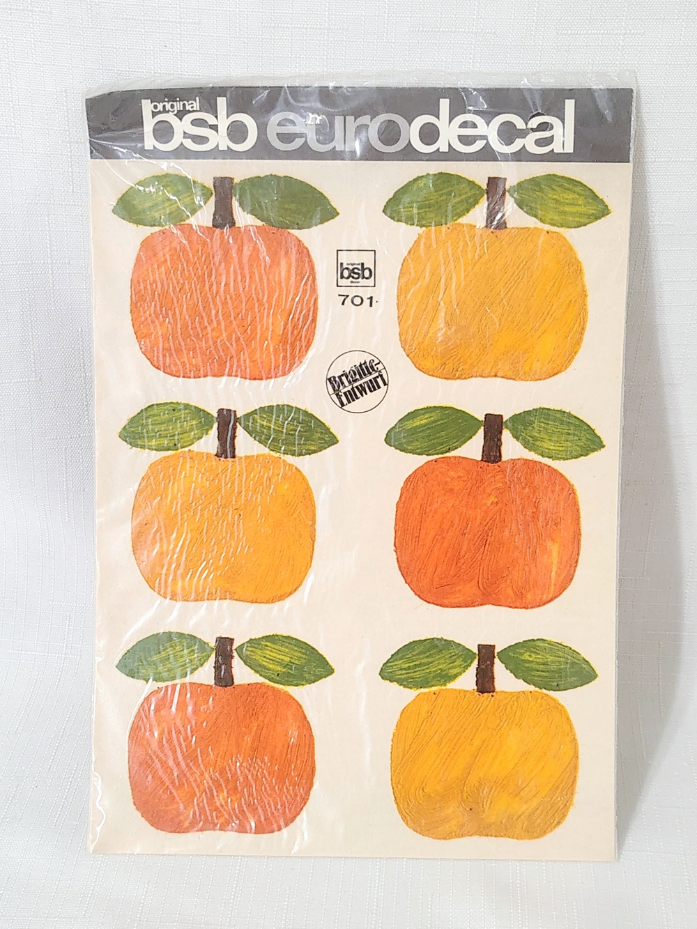 Vintage 70s BSB Euro Decal Fall Pumpkin Folk Art Easy Water Application Sealed